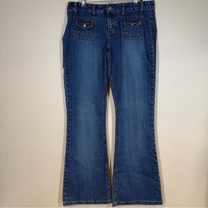 Vintage Y2K Mudd Low Rise Bell Bottom Flare Blue Denim Jeans Size 9 Women